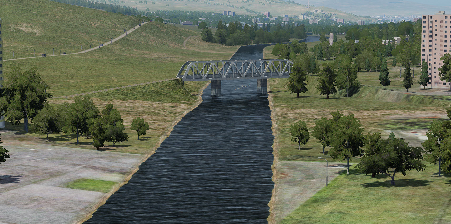 P51 flies under a small bridge    41 39 42N   44 53 24 E  Caucasus Map