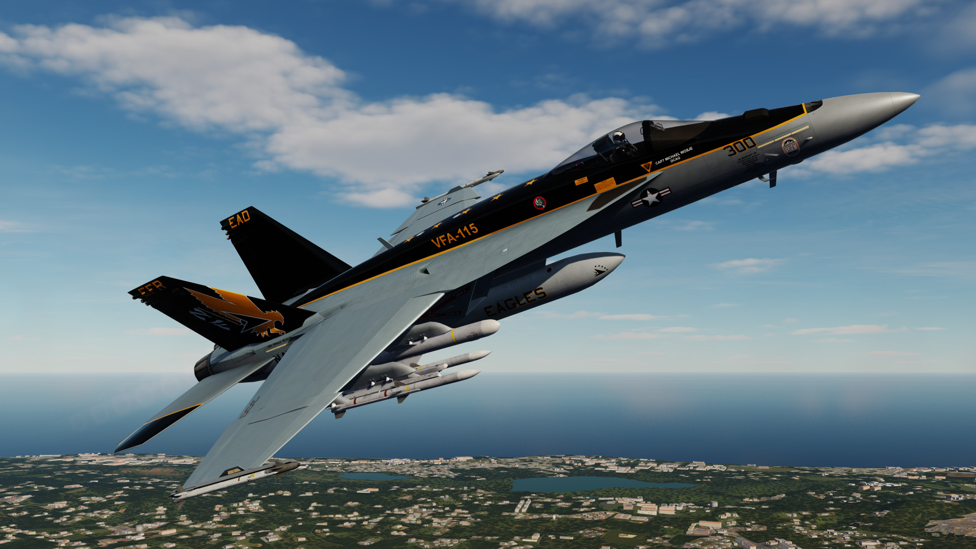 **Old Version - Currently being updated** VFA-115 Eagles NF300 CAG ca2015 (Clean) skin for the Superbug Mod F/A-18E