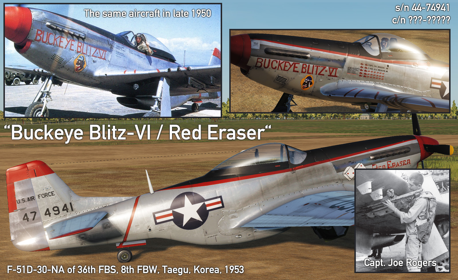 F-51D Buckeye Blitz-VI / Red Eraser, Taegu, Korea, 1953 v7