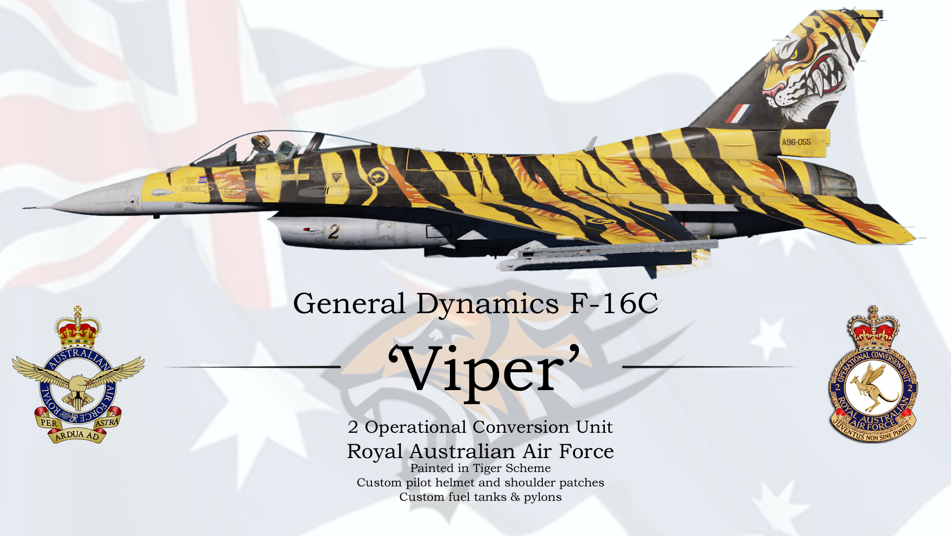 RAAF 2 OCU F-16C - Tiger Scheme